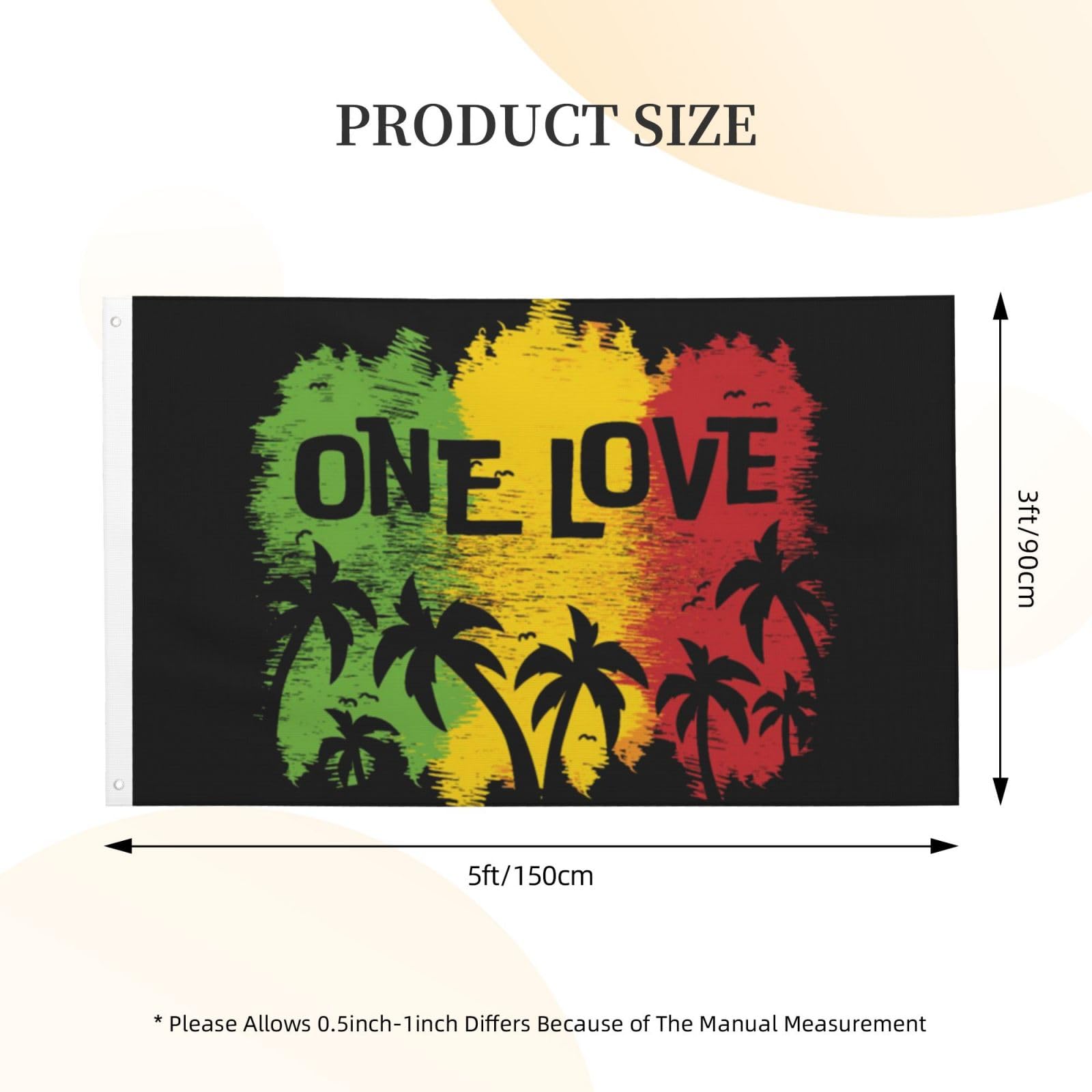 Amazon.com : VTHXLOI One Love Jamaican Rasta Reggae 3x5ft Double
